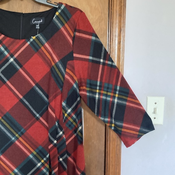 Connected dress plaid print dress w pockets has some stretch 20W - Picture 11 of 17